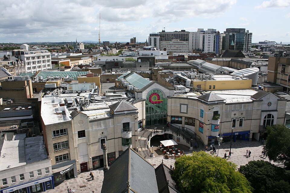 Cardiff city centre in the United Kingdom